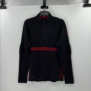 Smartwool Men's Intraknit Merino Tech 1/4 Zip Pullover - Black/Red - Small
